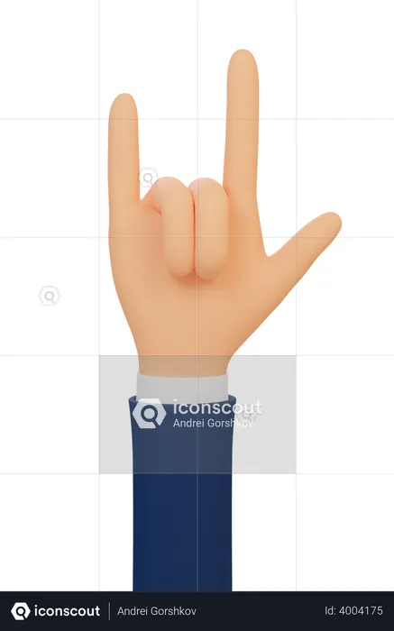 Hand rock on party gesture  3D Illustration