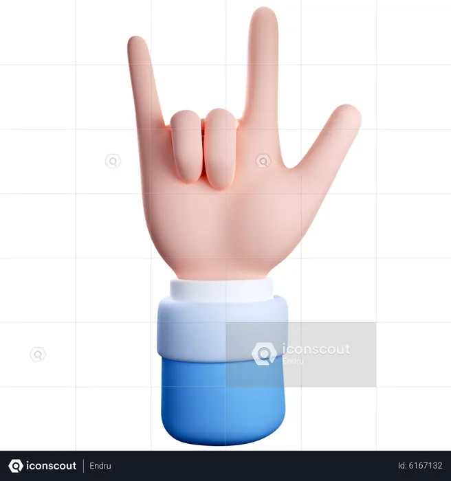 Hand Rock Sign Gesture  3D Icon