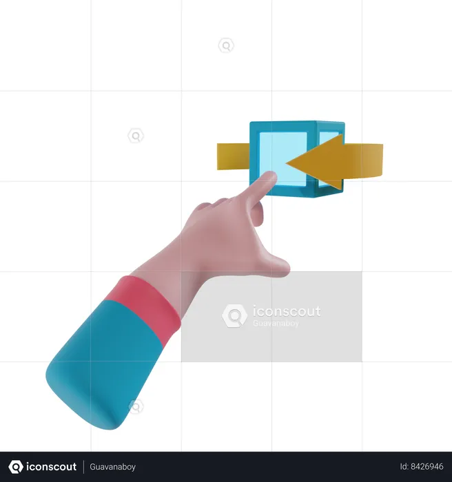 Hand rotating virtual cube  3D Illustration