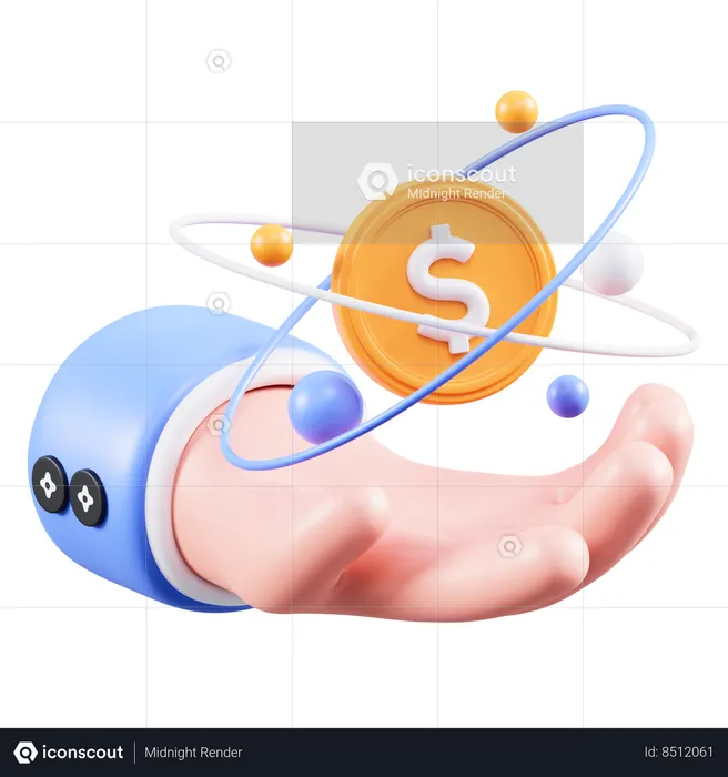Hand Round Coins  3D Icon