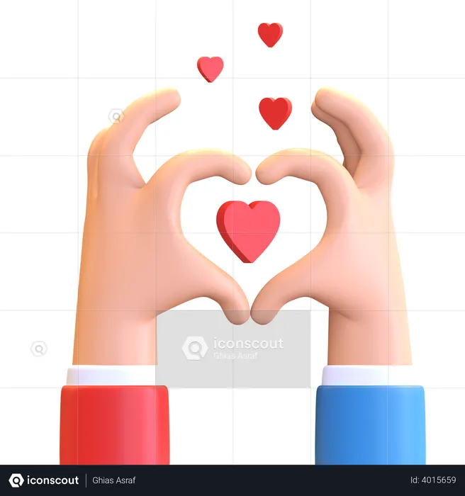 Hand shaped love  3D Illustration