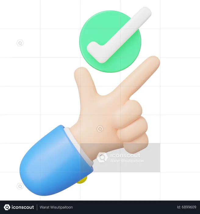 Hand Showing Check  3D Icon