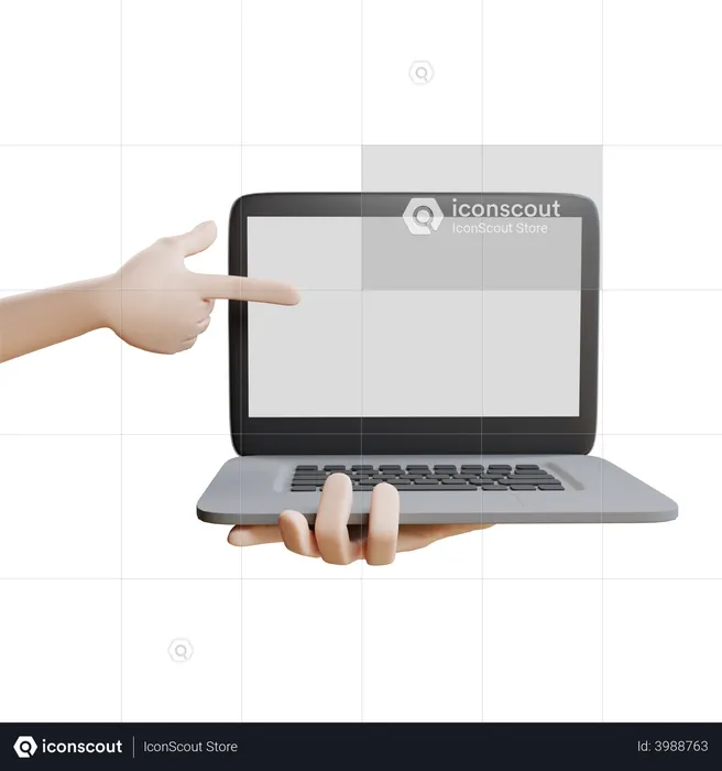 Hand Showing macbook  3D Icon