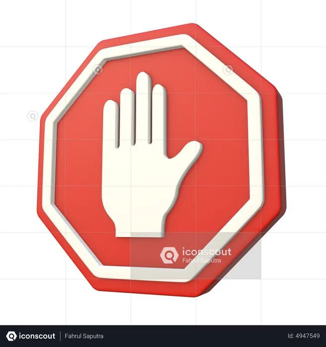 Hand Stop Sign  3D Icon