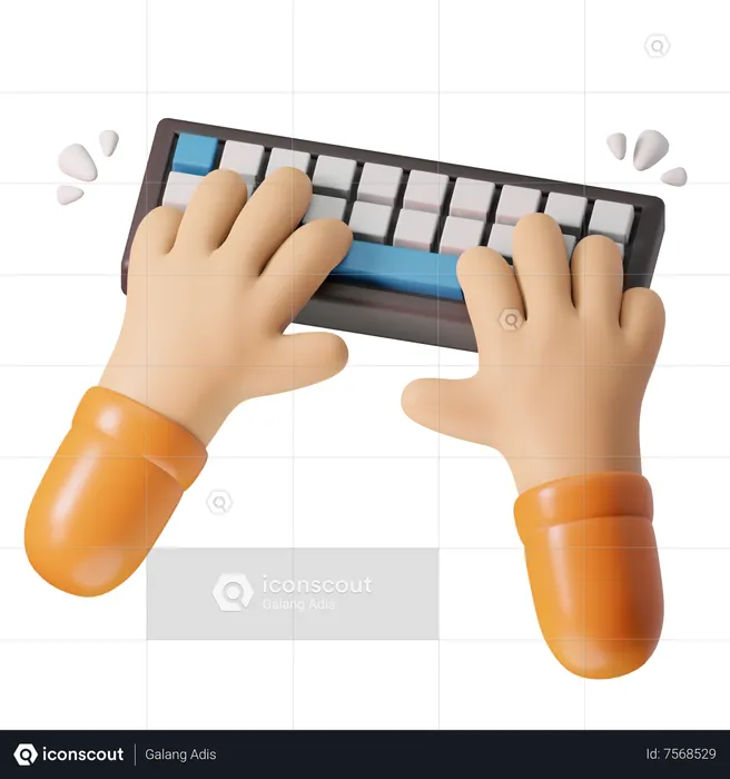 Hand Using Keyboard  3D Icon