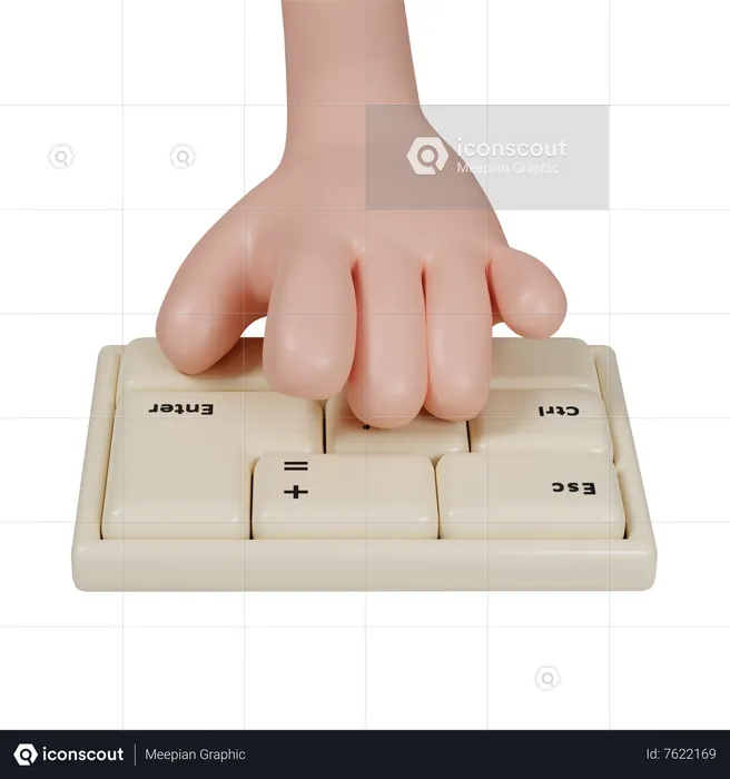 Hand Using Keyboard Emoji 3D Icon