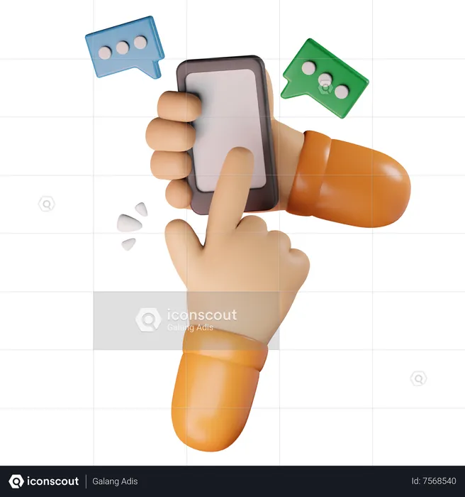 Hand Using Smartphone  3D Icon