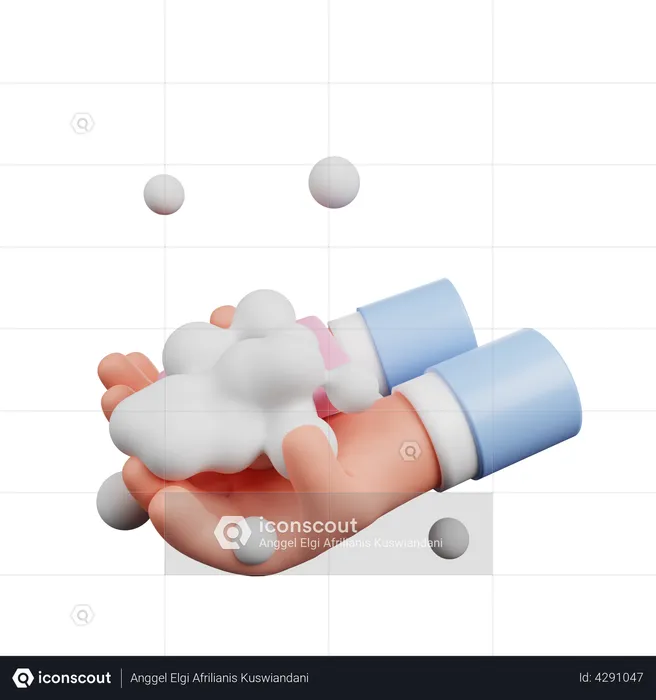 Hand Washing With Soap  3D Illustration