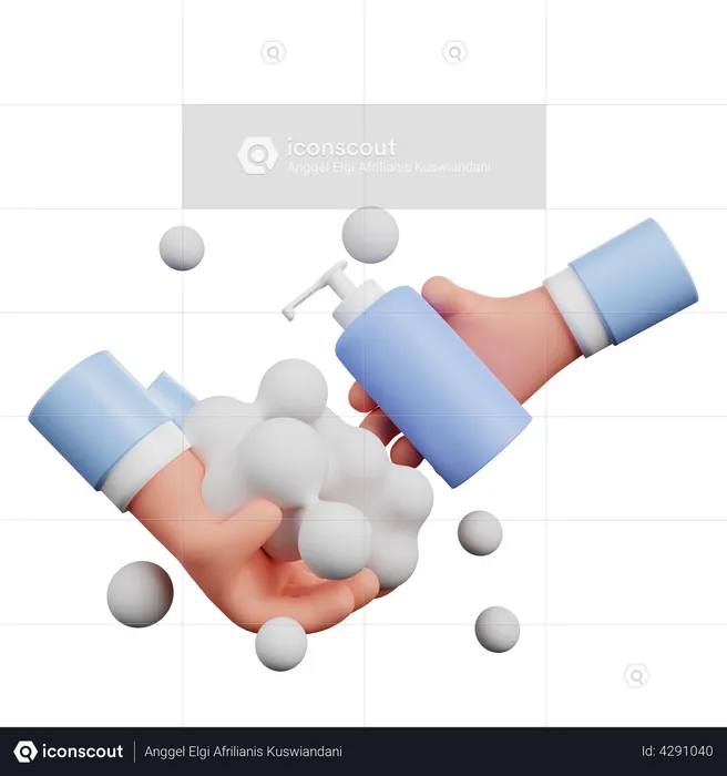 Hand Washing With Soap Bottle  3D Illustration