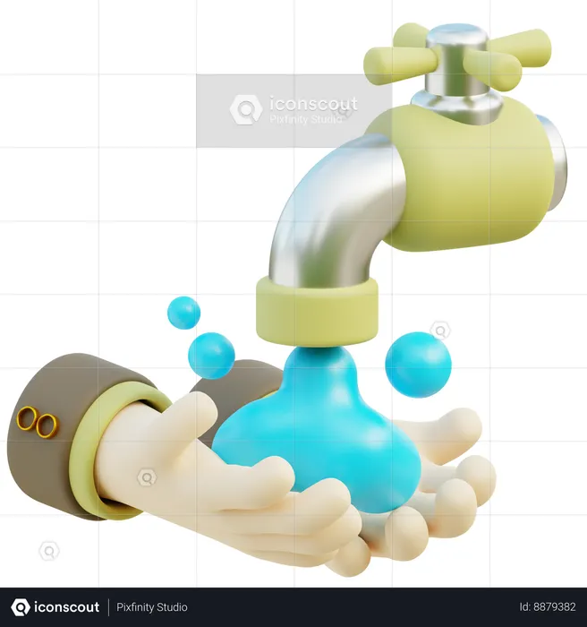 Hand Washing With Water  3D Icon