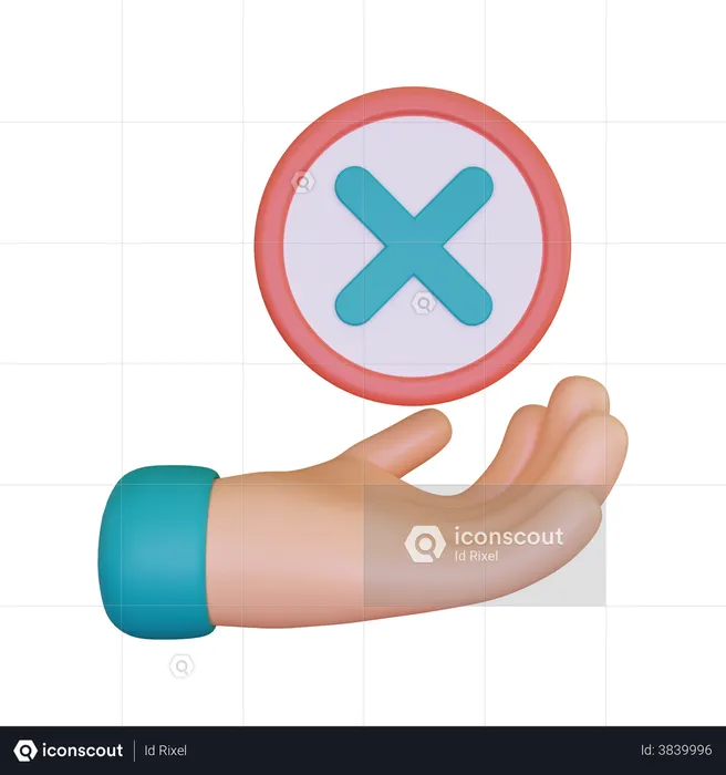 Hand With A Sign Of Rejection  3D Illustration