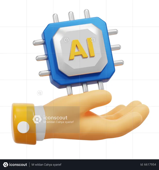 HAND WITH AI CHIP  3D Icon