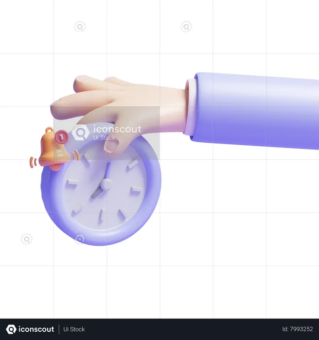 Hand With Alarm Clock  3D Icon