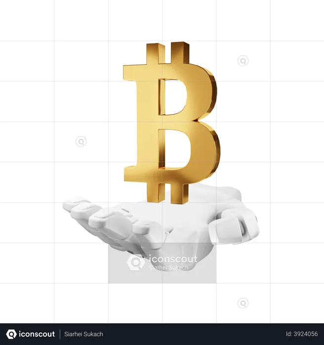 Hand Holding Bitcoin  3D Illustration
