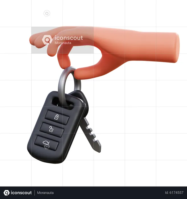 Hand with Car Key  3D Icon