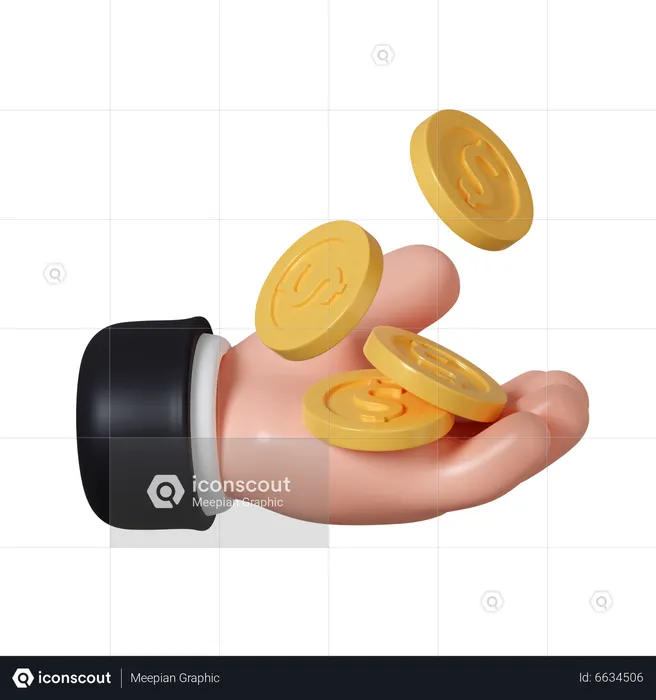 Hand With Coins  3D Icon