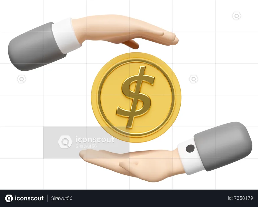 Hand With Dollar Coin  3D Icon