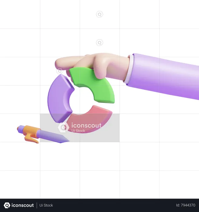 Hand With Donut Chart  3D Icon