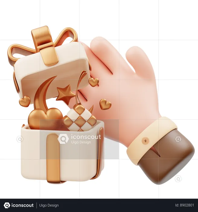 Hand with Eid Gift  3D Icon