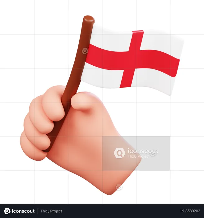 Hand with England Flag  3D Icon