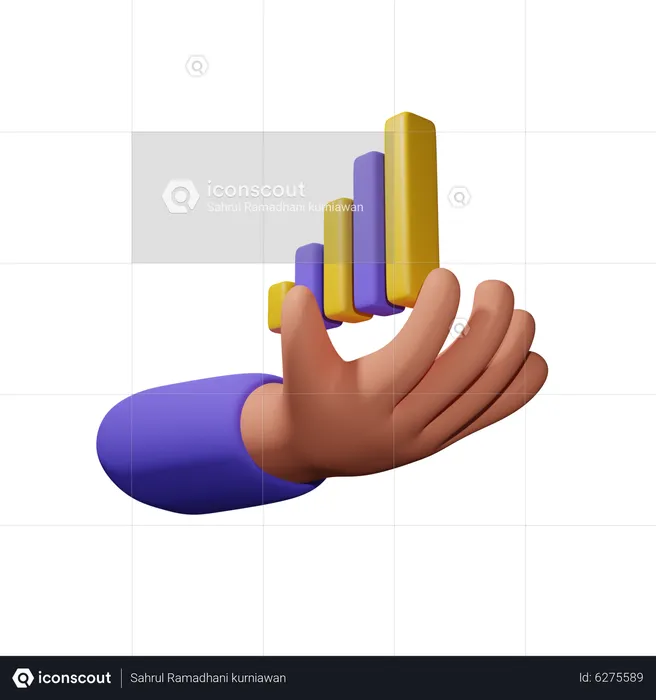 Hand With Growth Graph  3D Icon