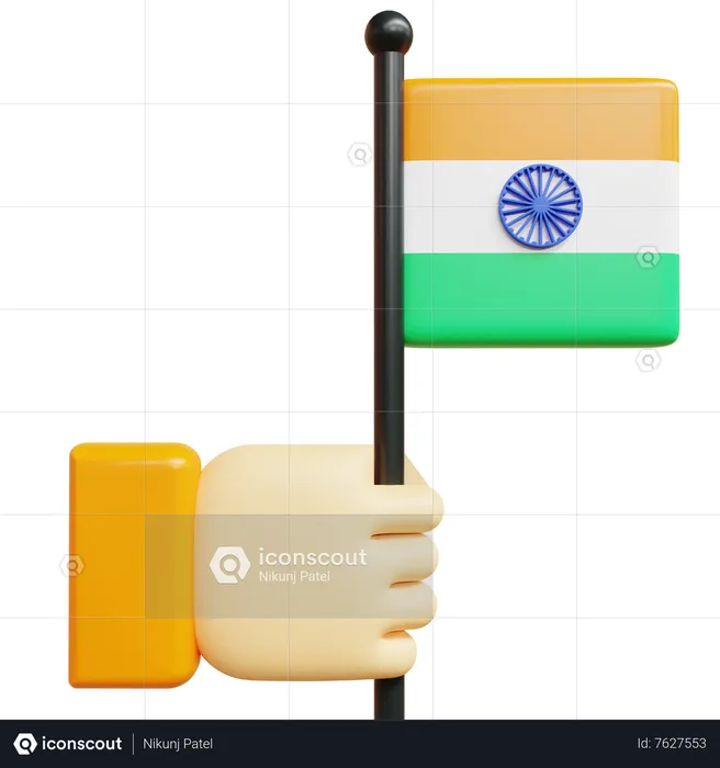 Hand With India Flag  3D Icon