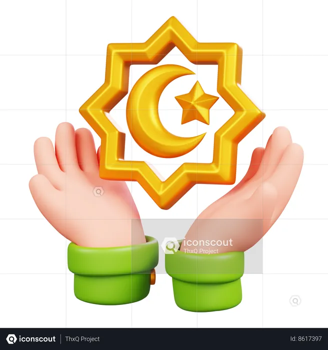 Hand with Islamic Symbol  3D Icon