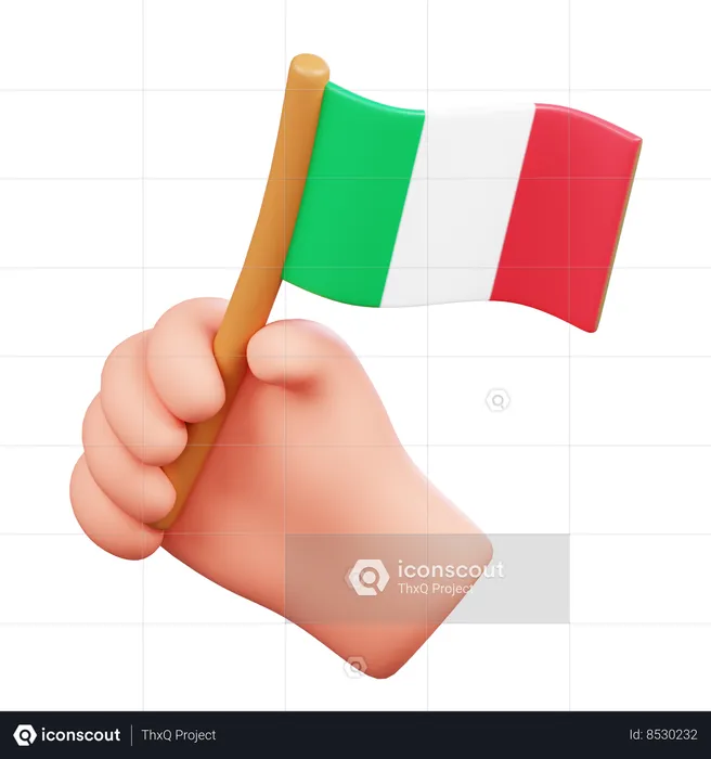 Hand with Italy Flag  3D Icon