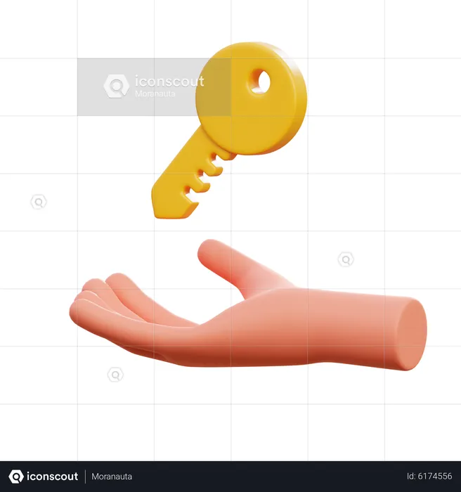 Hand with key  3D Icon