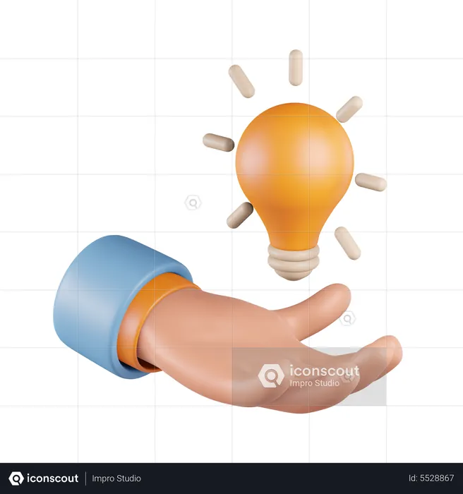 Hand With Lamp  3D Icon