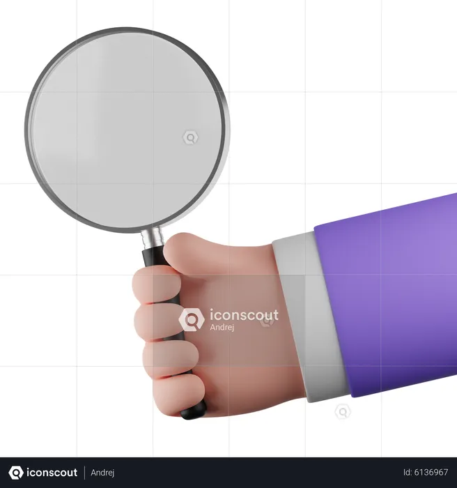 Hand with magnifying glass  3D Icon