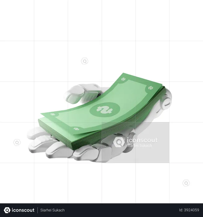 Holding Money  3D Illustration