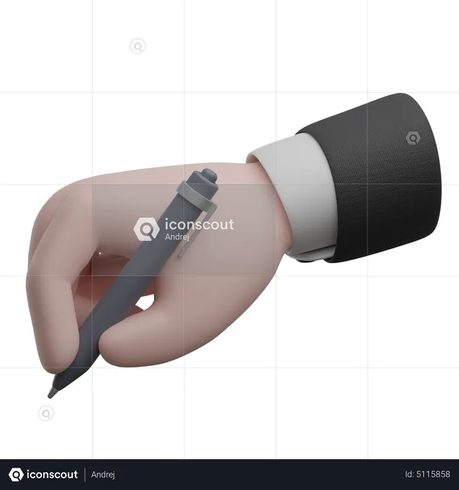 Hand With Pen Hand Gestures  3D Icon