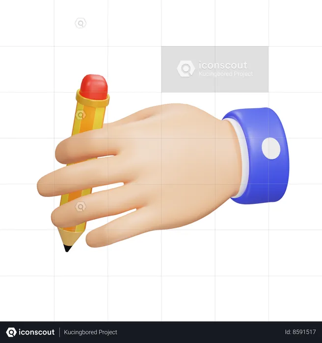 Hand With Pencil Emoji 3D Icon