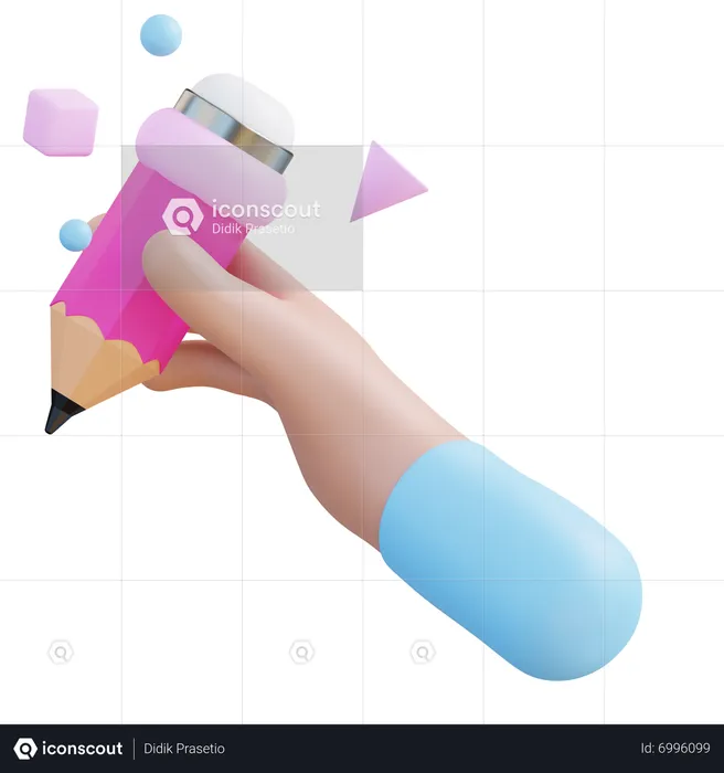 Hand With Pencil  3D Icon