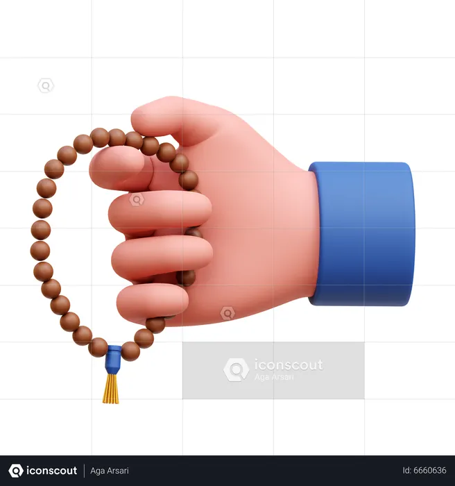 Hand With Prayer Beads  3D Icon