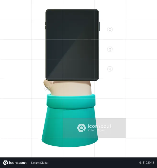 Hand with Smart tablet  3D Illustration