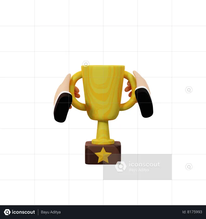 Hand Raising Trophy Emoji 3D Icon