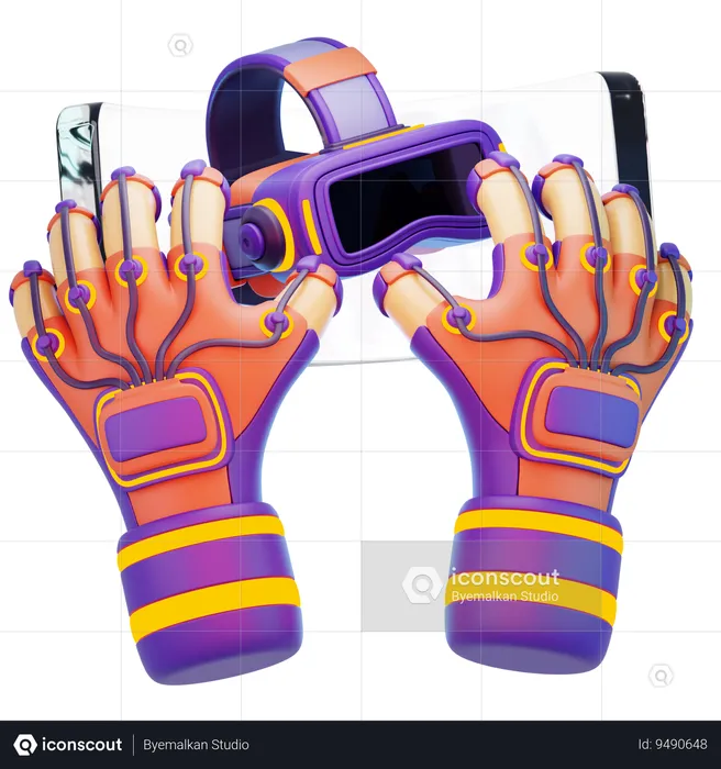 Hand With Virtual Reality Glasses  3D Icon