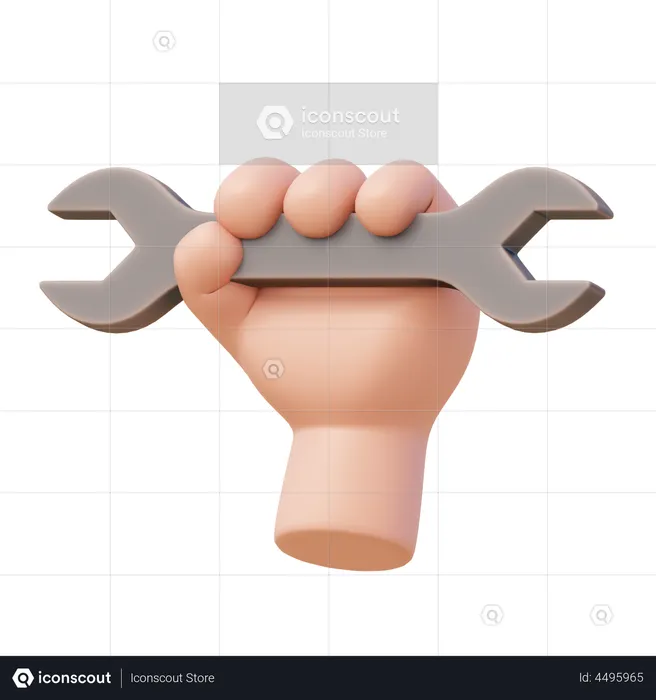 Hand with Wrench  3D Illustration