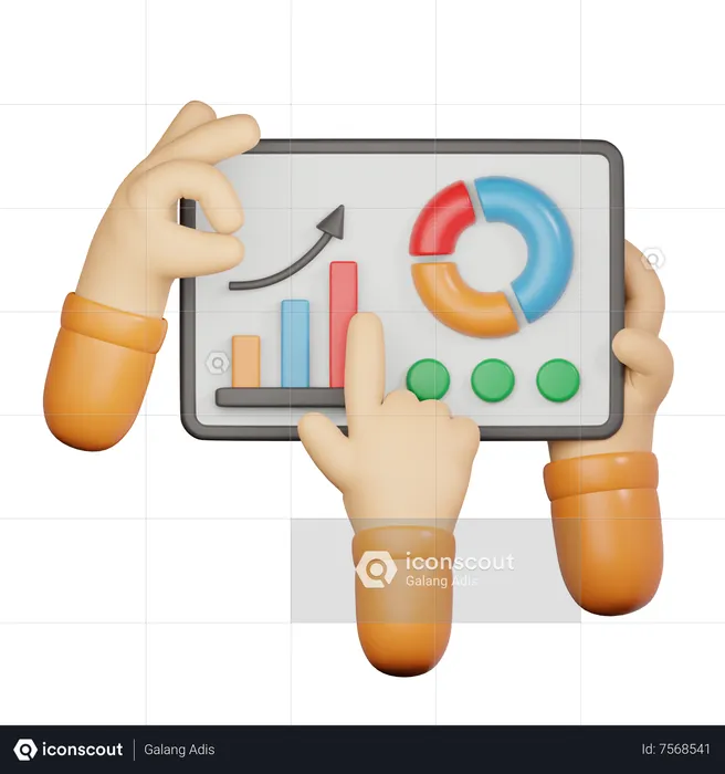 Hand zeigt Diagramm  3D Icon