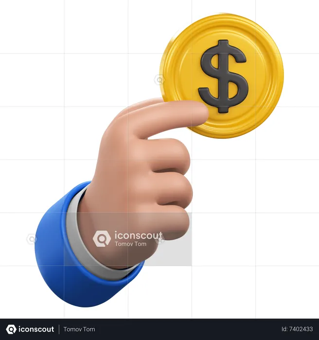 Handbewegung mit Dollarmünze  3D Icon