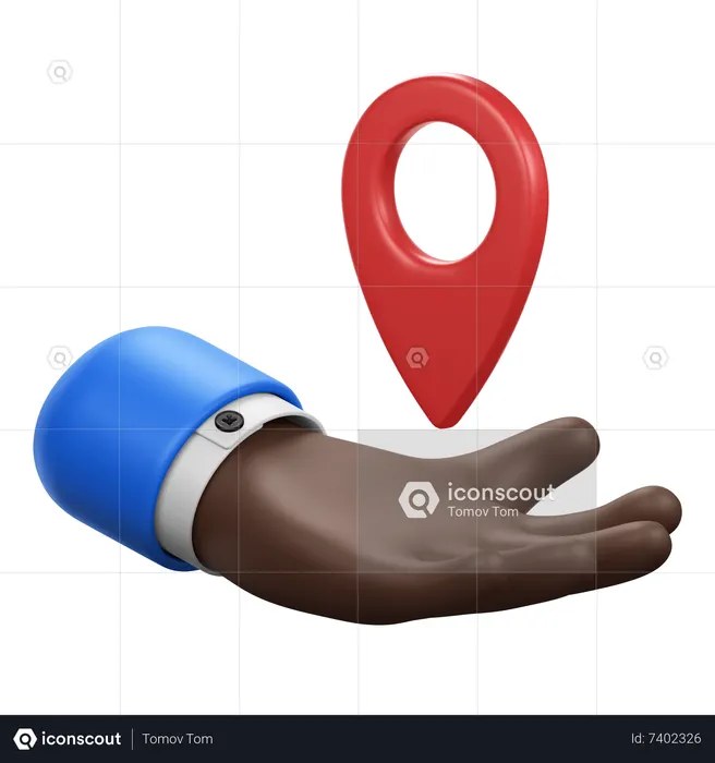 Handbewegung mit Standort-Pin  3D Icon