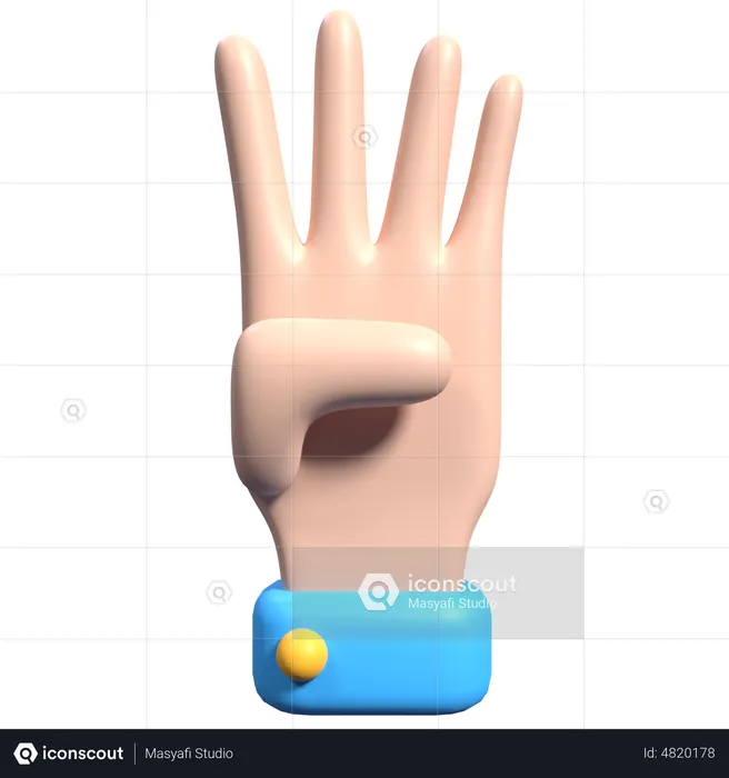 Handbewegung mit vier Fingern  3D Icon