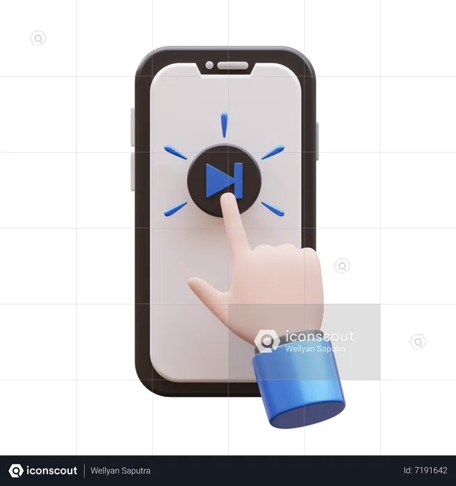 Handbewegung Tippen Sie auf die Schaltfläche „Weiter“  3D Icon