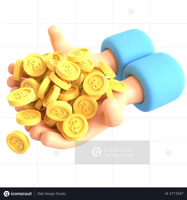 Hands And Coins  3D Illustration