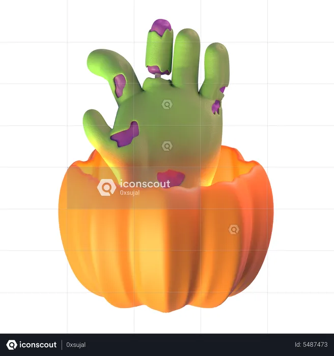 Hands Coming Out From Pumpkin  3D Icon