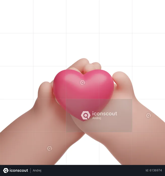 Hands holding a heart  3D Icon