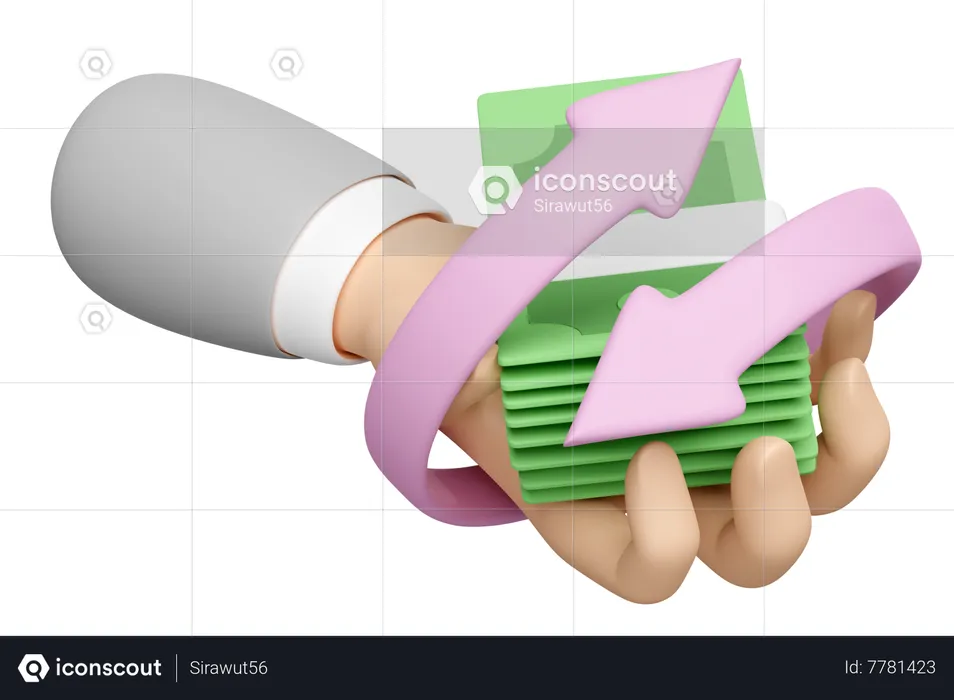 Hands holding banknote stack  3D Illustration