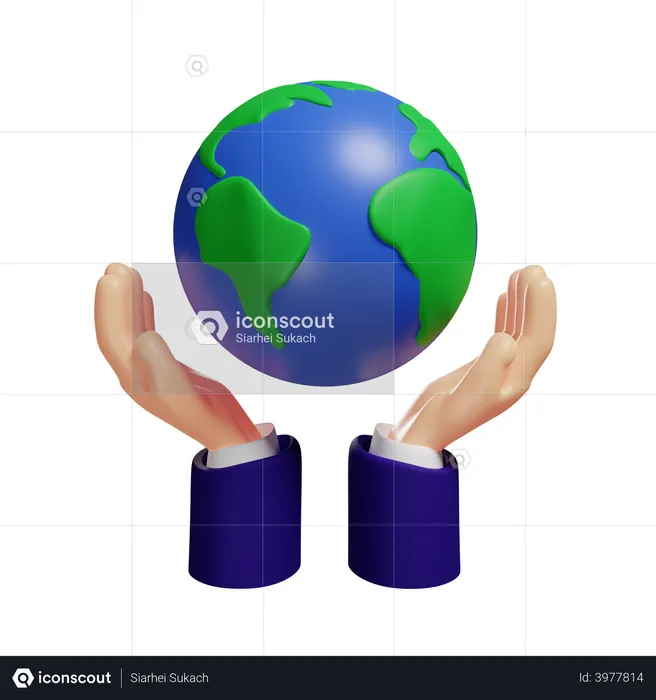 Hands holding earth  3D Illustration